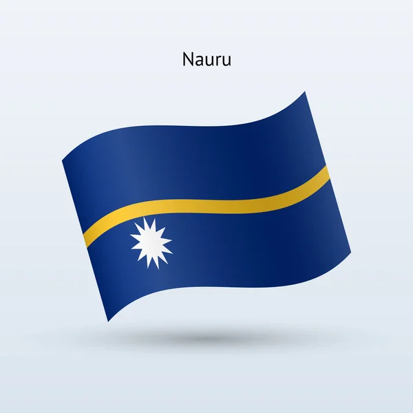 Nauru flag waving form. Vector illustration. — Stock Vector