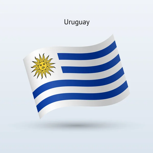 Uruguay flag waving form. Vector illustration. — Stock Vector