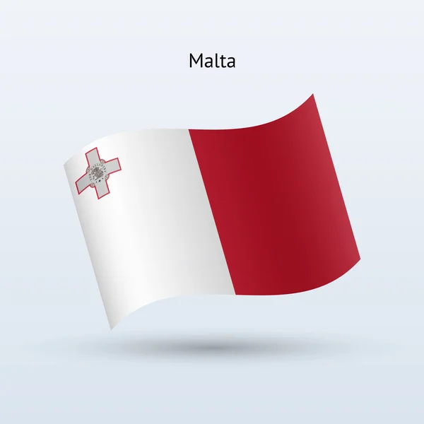 Bandera de Malta ondeando. Ilustración vectorial . — Archivo Imágenes Vectoriales
