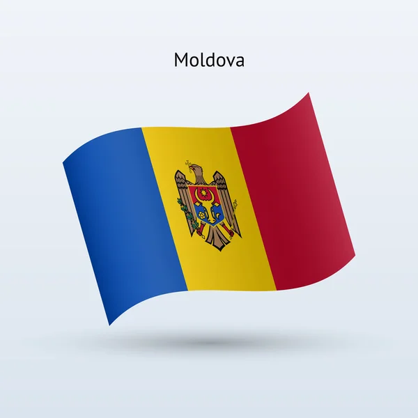 Moldova flag waving form. Vector illustration. — Stock Vector