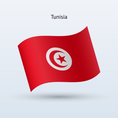 Tunus bayrağı sallayarak formu. vektör çizim.