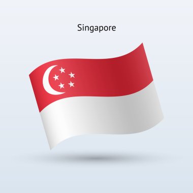 Singapur bayrağı sallayarak formu. vektör çizim.