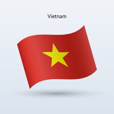 Vietnam bayrağı sallayarak formu. vektör çizim.