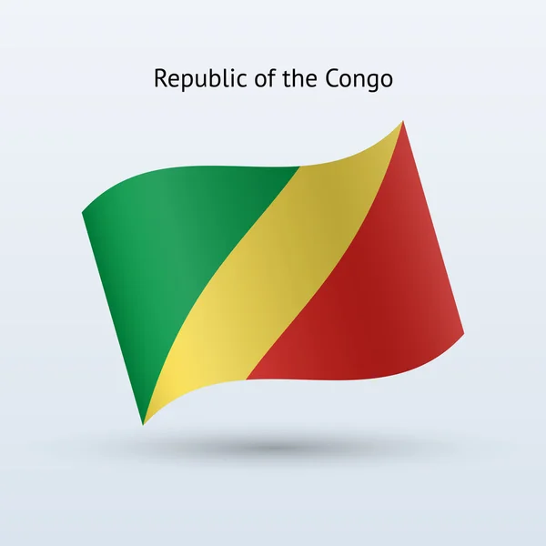 Drapeau de la République du Congo agitant la forme . — Image vectorielle