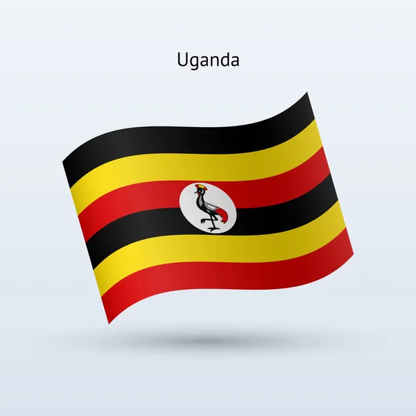 Uganda flag waving form. Vector illustration. — Stock Vector