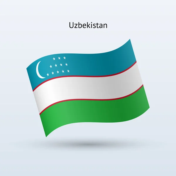 Uzbekistans flagga vajande form. vektor illustration. — Stock vektor