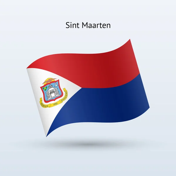 Sint Maarten bandiera sventola forma . — Vettoriale Stock