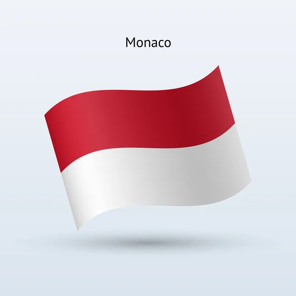 Monaco flagga vajande form. vektor illustration. — Stock vektor