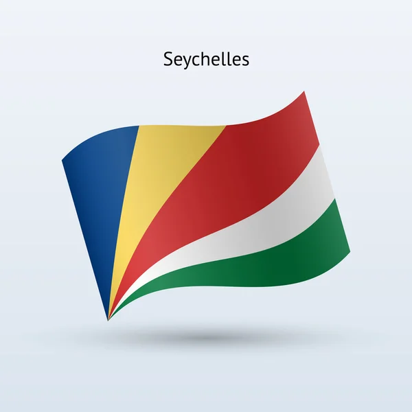 La bandiera delle Seychelles sventola. Illustrazione vettoriale . — Vettoriale Stock