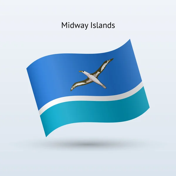 Midway Adaları bayrağı sallayarak formu. — Stok Vektör