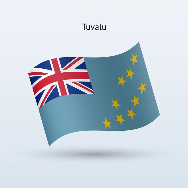 Tuvalu flag waving form. Vector illustration. — Stock Vector