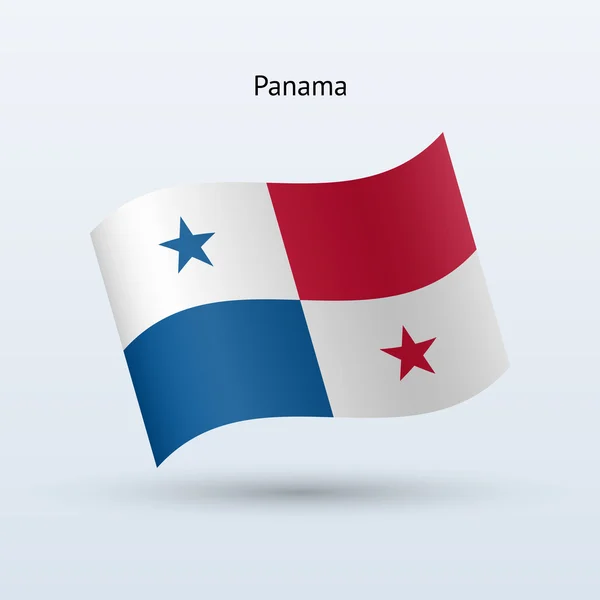 Forma de ondear bandera de Panamá. Ilustración vectorial . — Vector de stock
