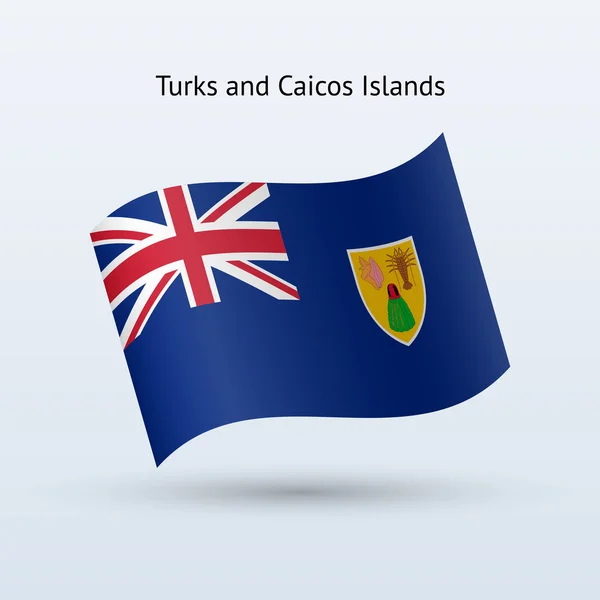 Turks and Caicos Islands flag waving form. — Stock Vector