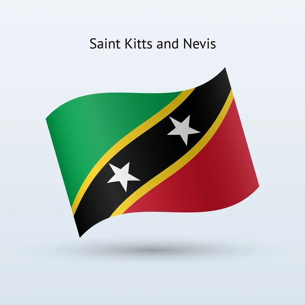 Saint Kitts und Nevis Flagge schwenken Form. — Stockvektor