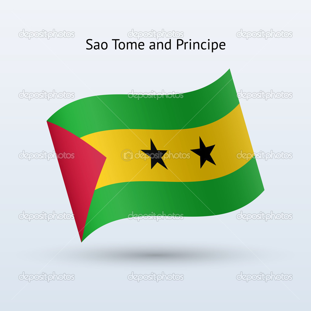 Sao Tome and Principe flag waving form.