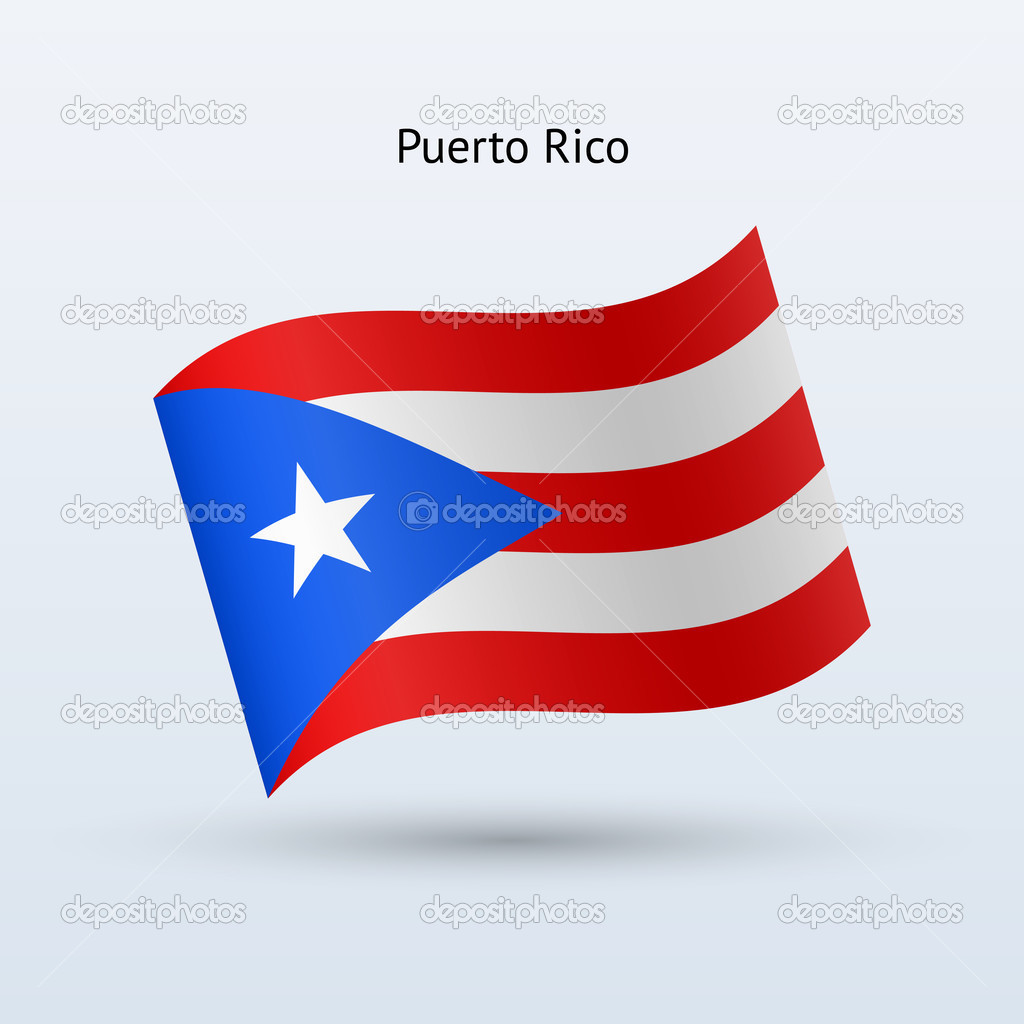 Puerto Rico flag waving form. Vector illustration.