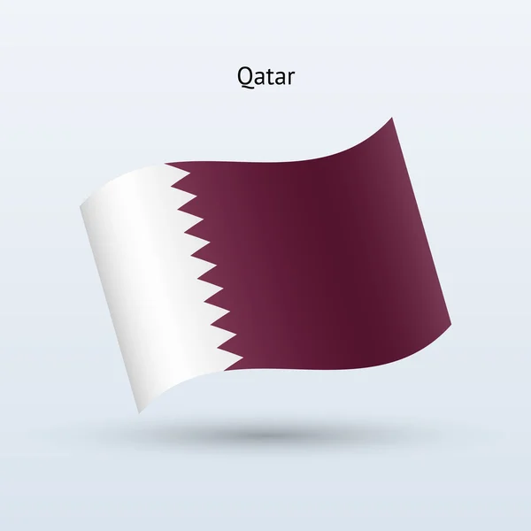 Qatar flag waving form. Vector illustration. — Stock Vector