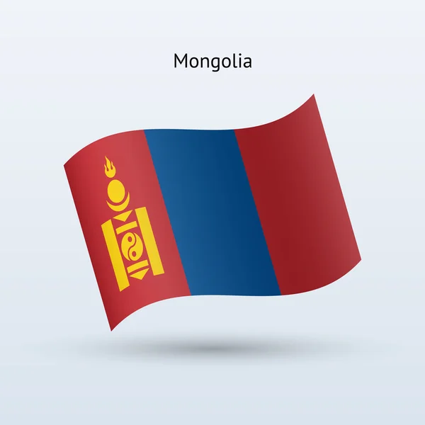 Forma de ondear bandera de Mongolia. Ilustración vectorial . — Vector de stock
