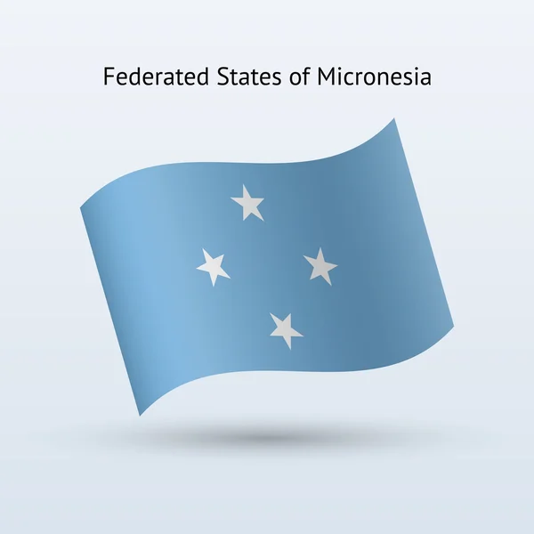 Micronesia flag waving form. Vector illustration. — Stock Vector