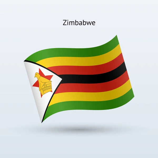 Zimbabwe flag waving form. Vector illustration. — Stock Vector