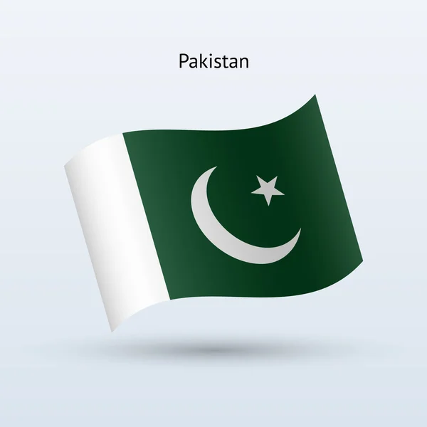 Pakistan flag waving form. Vector illustration. — Stock Vector