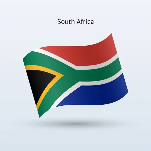 Drapeau d'Afrique du Sud agitant forme . — Image vectorielle