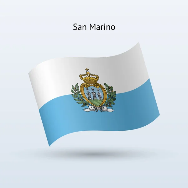 San Marino flag waving form. Vector illustration. — Stock Vector