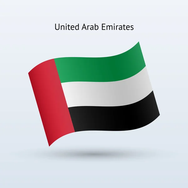 United Arab Emirates flag waving form. — Stock Vector