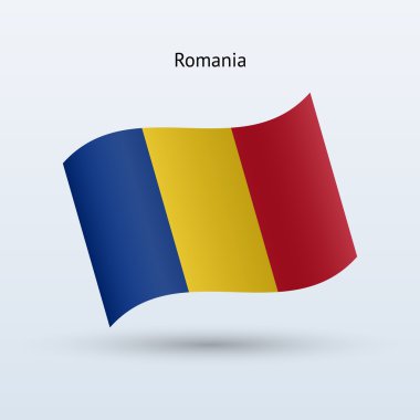 Romanya bayrağı sallayarak formu. vektör çizim.