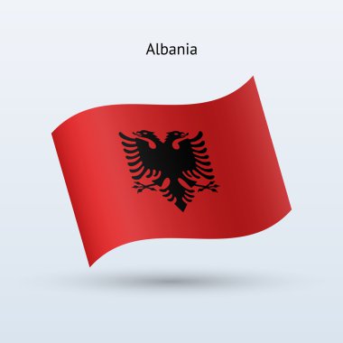 Arnavutluk bayrağı sallayarak formu. vektör çizim.