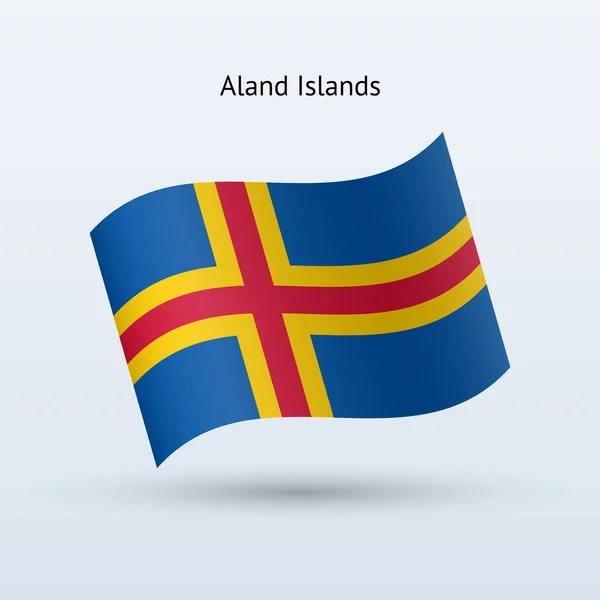 Aland eilanden vlag zwaaien formulier. — Stockvector