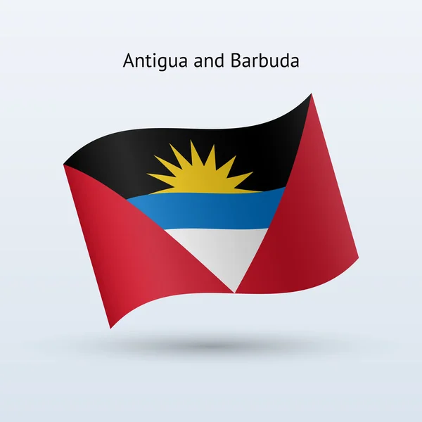 Antigua and Barbuda flag waving form. — Stock Vector