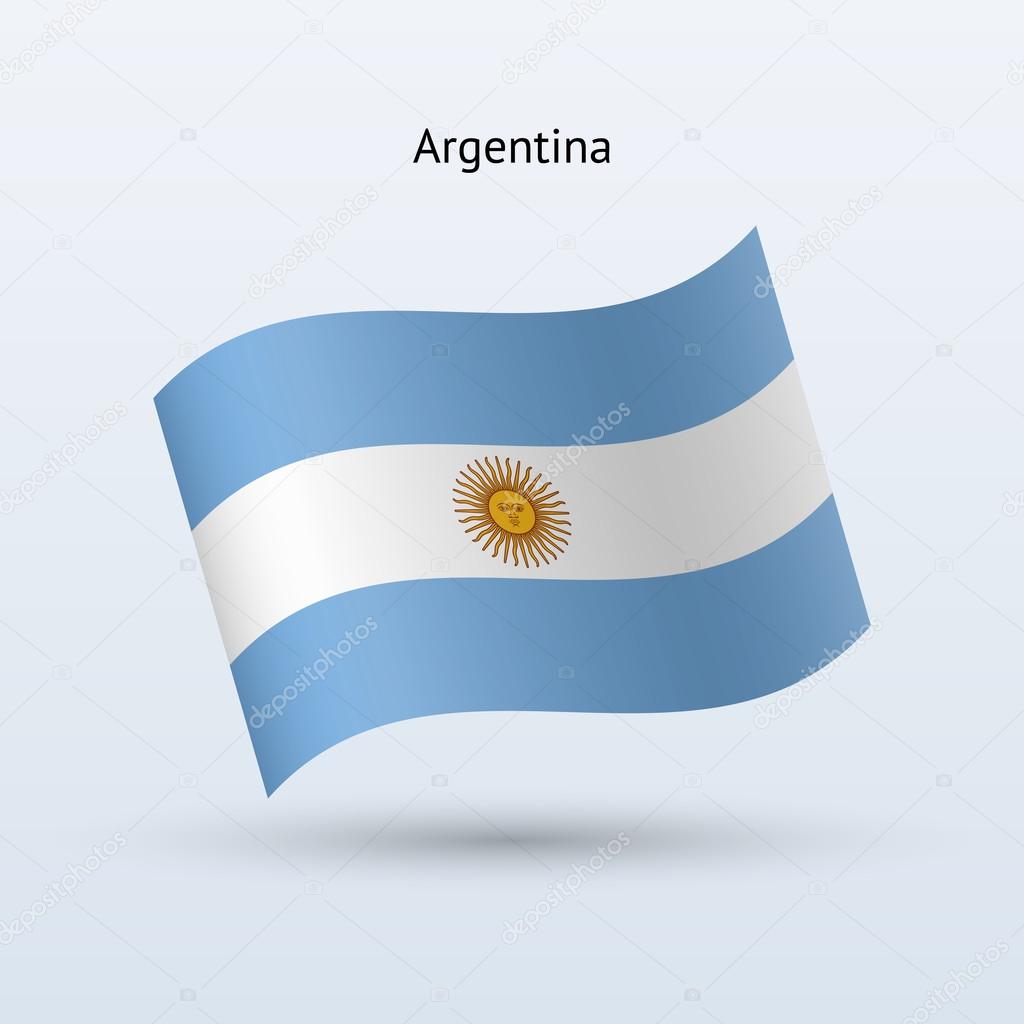 Argentina flag waving form. Vector illustration.