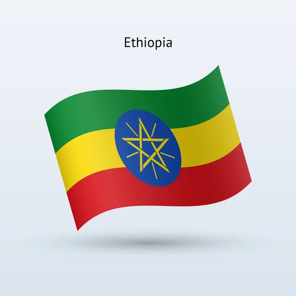 Ethiopia flag waving form. Vector illustration. — Stock Vector