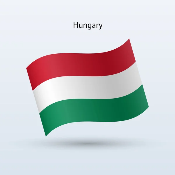 Hungary flag waving form. Vector illustration. — Stock Vector