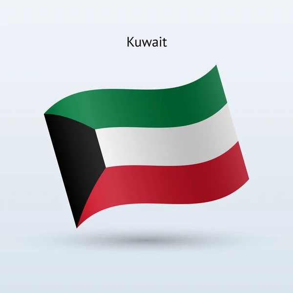 Kuwait flag waving form. Vector illustration. — Stock Vector