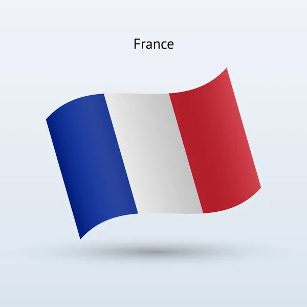 Drapeau de France agitant la forme. Illustration vectorielle . — Image vectorielle