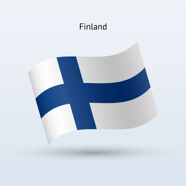Finland flag waving form. Vector illustration. — Stock Vector