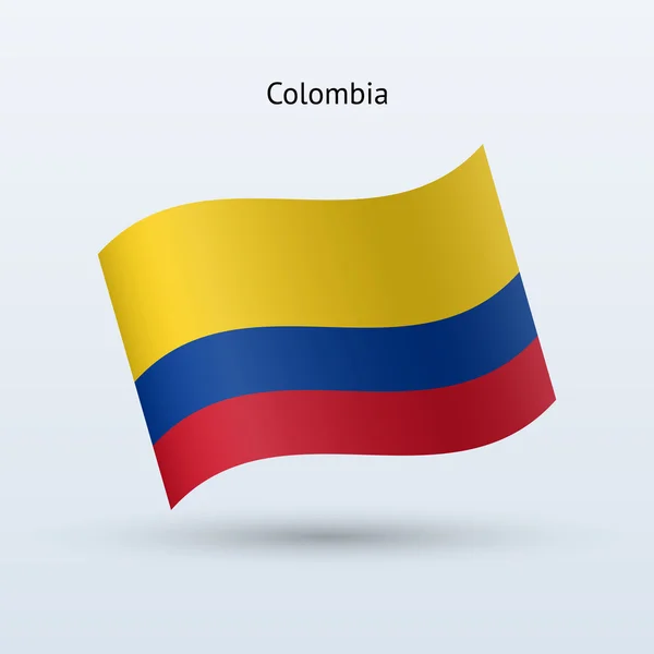 Colombia flag waving form. Vector illustration. — Stock Vector