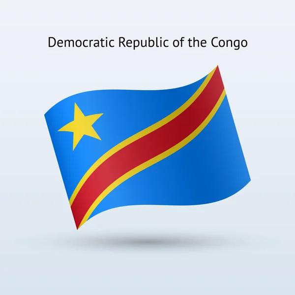 Forma de acenar bandeira da República Democrática do Congo . — Vetor de Stock