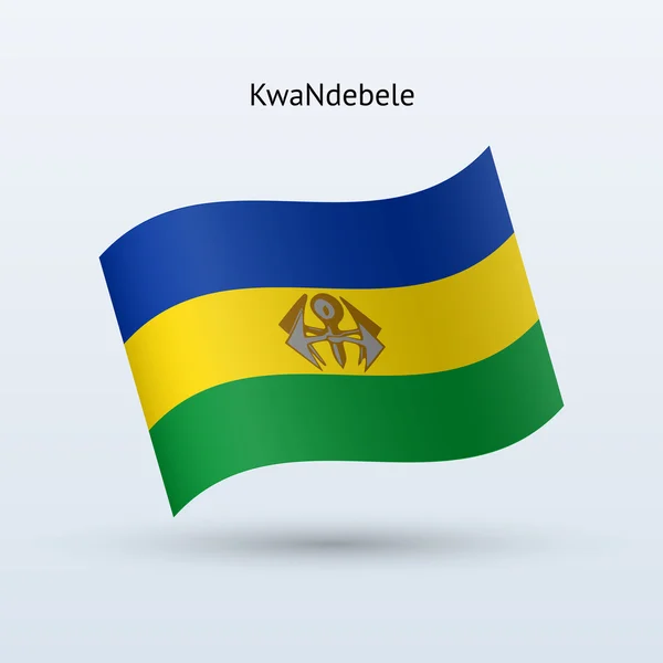 Forma sventolante bandiera KwaNdebele. Illustrazione vettoriale . — Vettoriale Stock