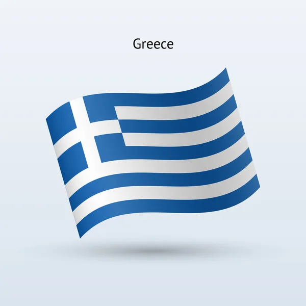 Greece flag waving form. Vector illustration. — Stock Vector