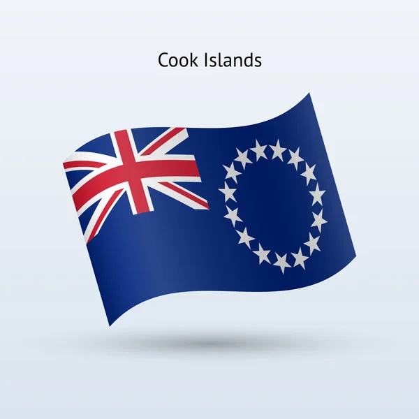 Cook Islands flag waving form. — Stock Vector