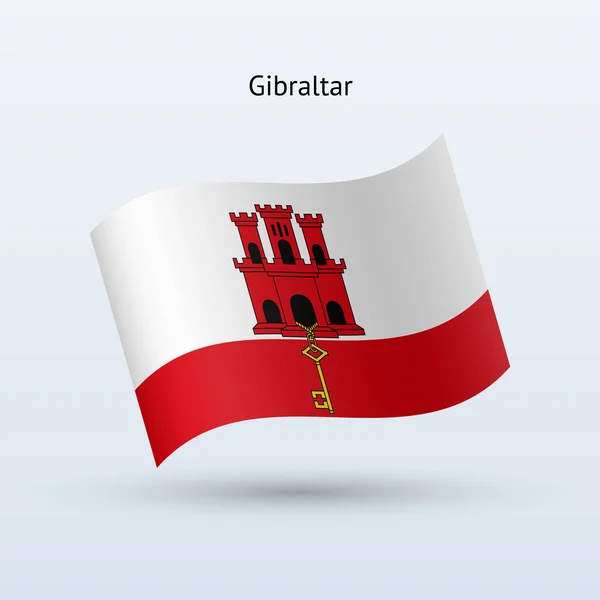Gibraltars flagga vajande form. vektor illustration. — Stock vektor