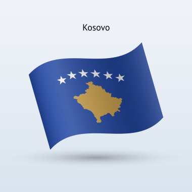 Kosova bayrağı sallayarak formu. vektör çizim.