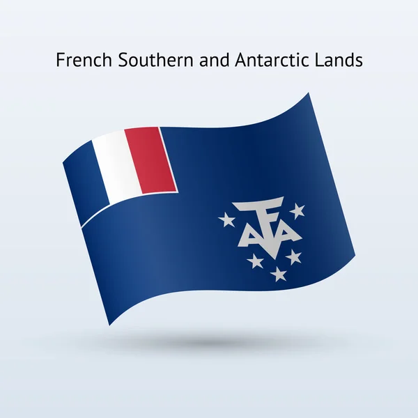 Bandera de las Tierras Australes y Antárticas Francesas ondeando . — Vector de stock