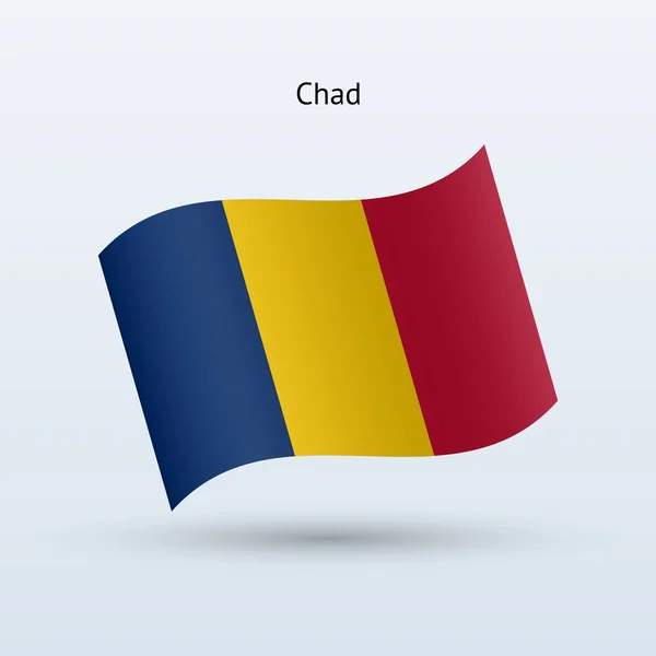 Chad flag waving form. Vector illustration. — Stock Vector