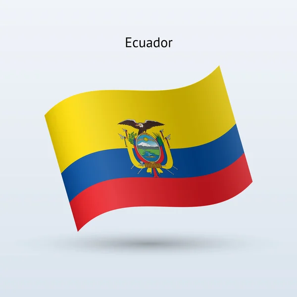 Forma de ondear bandera de Ecuador. Ilustración vectorial . — Vector de stock