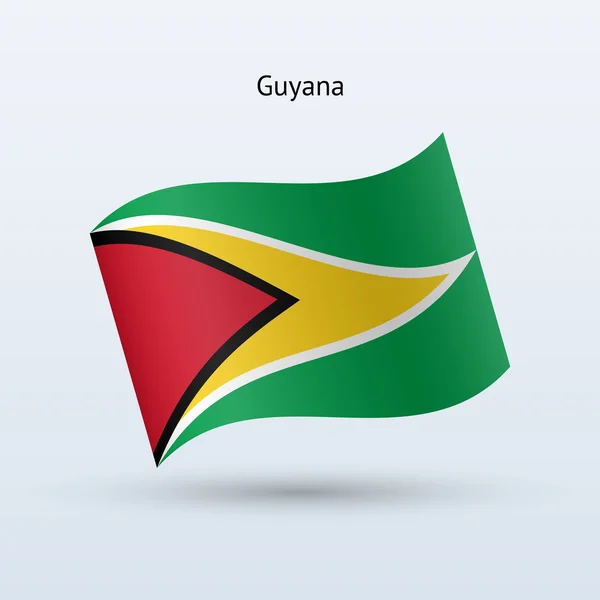 Guyana flag waving form. Vector illustration. — Stock Vector