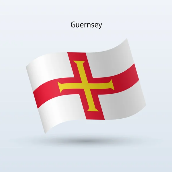 Forma sventolante bandiera Guernsey. Illustrazione vettoriale . — Vettoriale Stock